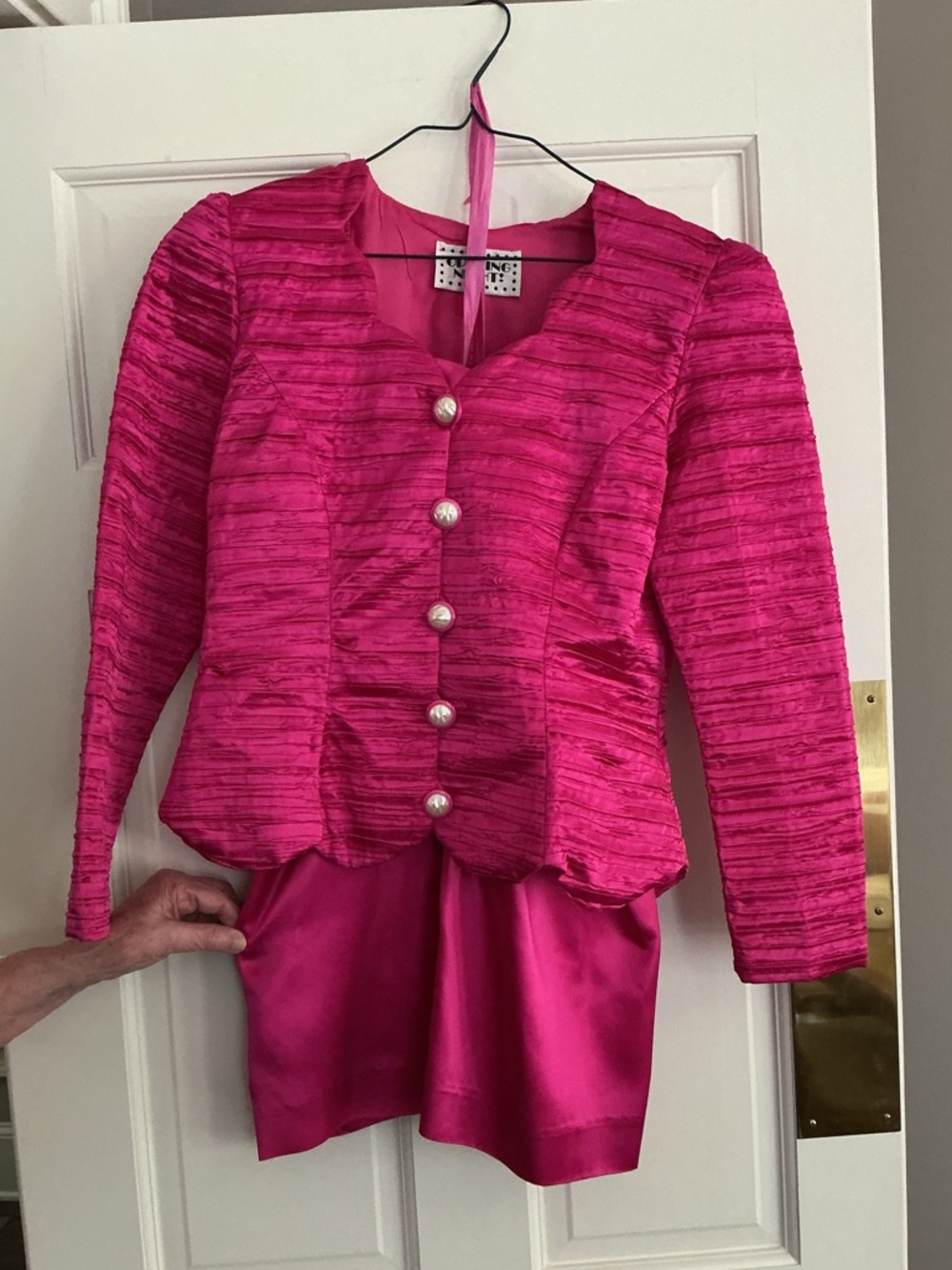 Opening Night Women's Hot Pink Skirt with Peplum Jacket Size 6
